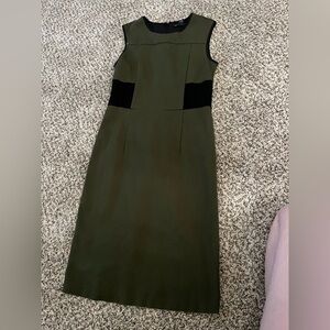 Kenneth Cole Green and Black Sleeveless Midi Dress